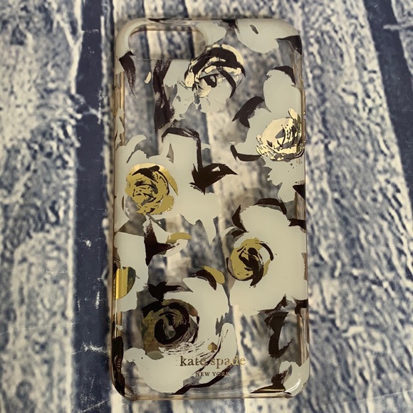 Kate Spade Clear iPhone 6s/7/8Plus Black/Gold Floral Rubber Case - Picture 1 of 6